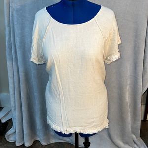 Umgee Short Ruffle Sleeve Round Neck Top with Animal Print Scoop Back - New